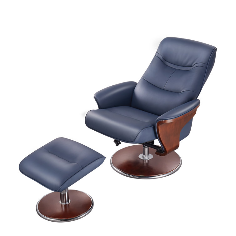 Wade Logan® Edwardsville 32'' Wide Faux Leather Manual Swivel Ergonomic Recliner with Ottoman